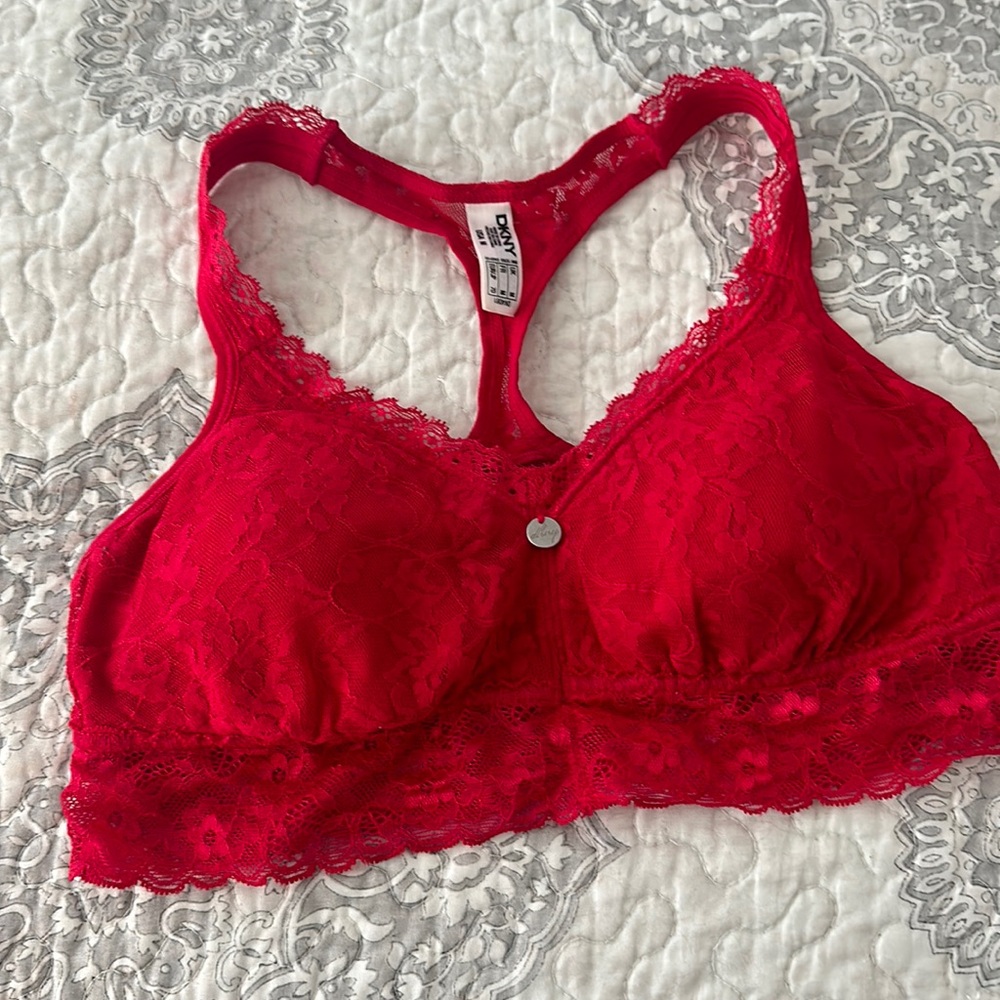 DKNY Lace racer back bra Red